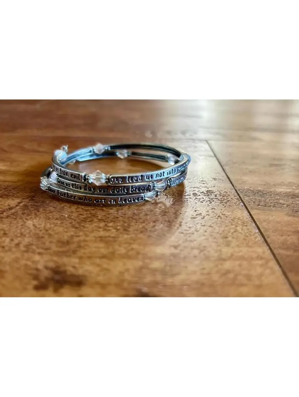 Silver Tone Inspirational Quote Bangle Bracelets Set of 3